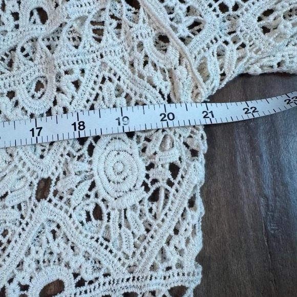 Cream crochet top with tie detail size large festival shrug sweater - Picture 8 of 8
